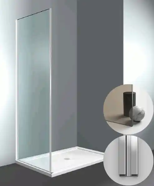 Box Doccia serie Gliss modello DF Sinistra, su misura al cm da 680 a 770 mm, in Cristallo temperato finitura Bronzo, montanti finitura Argento Lucido, compreso TPA Nieuw
