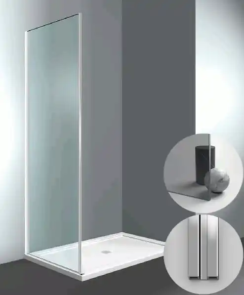 Box Doccia serie Gliss modello DF Sinistra, su misura al cm da 680 a 770 mm, in Cristallo temperato finitura Grigio, montanti finitura Argento Lucido, compreso TPA Express Levering