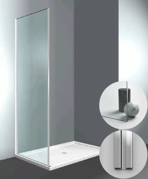 Box Doccia serie Gliss modello DF Sinistra, su misura al cm da 780 a 870 mm, in Cristallo temperato finitura Trasparente, montanti finitura Argento Lucido, compreso TPA Populair