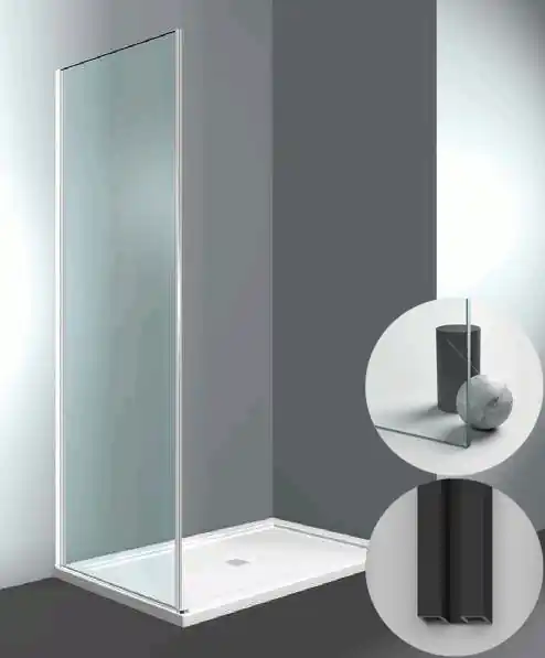 Koop Vandaag Box Doccia serie Gliss modello DF Sinistra, su misura al cm da 980 a 1070 mm, in Cristallo temperato finitura Trasparente, montanti finitura Nero Opaco, compreso TPA