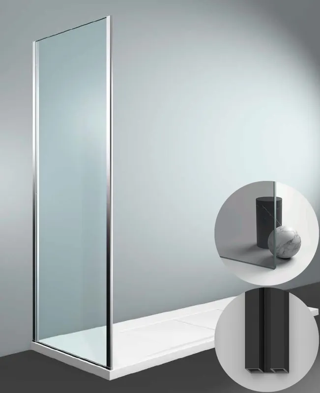 Box Doccia serie Gliss modello DG Sinistra, su misura al cm da 880 a 970 mm, in Cristallo temperato finitura Grigio, montanti finitura Nero Opaco, compreso TPA Express Levering