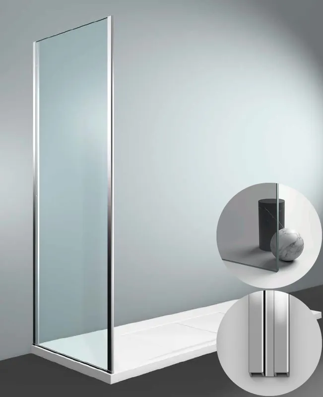 Box Doccia serie Gliss modello DG Sinistra, su misura al cm da 980 a 1070 mm, in Cristallo temperato finitura Grigio, montanti finitura Argento Lucido, compreso TPA Weekendaanbieding
