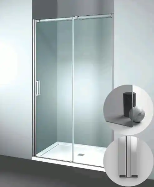 Snelle Levering Box Doccia serie Gliss modello DN Destra, su misura al cm da 980 a 1070 mm, in Cristallo temperato finitura Grigio, montanti finitura Argento Lucido, compreso TPA