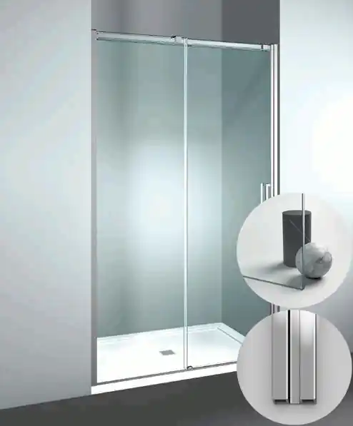 Laatste Kans Box Doccia serie Gliss modello DN Sinistra, su misura al cm da 1380 a 1470 mm, in Cristallo temperato finitura Trasparente, montanti finitura Argento Lucido, compreso TPA
