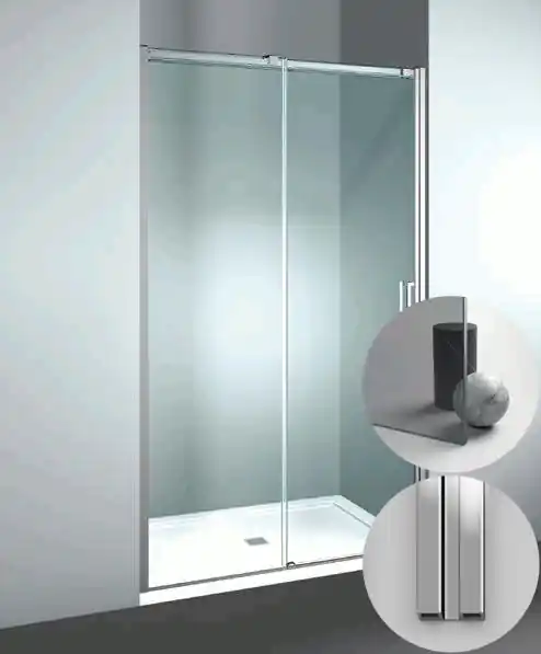 Box Doccia serie Gliss modello DN Sinistra, su misura al cm da 980 a 1070 mm, in Cristallo temperato finitura Grigio, montanti finitura Argento Lucido, compreso TPA Bestel Nu