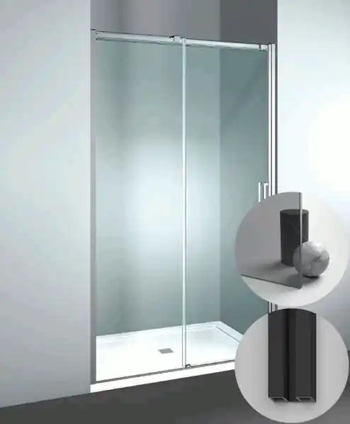 Merkproduct Box Doccia serie Gliss modello DN Sinistra, su misura al cm da 980 a 1070 mm, in Cristallo temperato finitura Grigio, montanti finitura Nero Opaco, compreso TPA