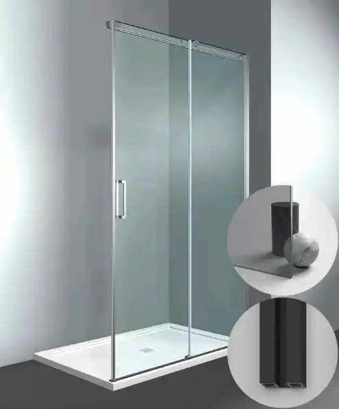 Superprijs Box Doccia serie Gliss modello DQ Destra, su misura al cm da 970 a 1070 mm, in Cristallo temperato finitura Grigio, montanti finitura Nero Opaco, compreso TPA