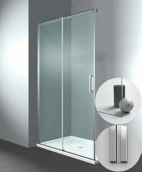 Aanbieding Box Doccia serie Gliss modello DQ Sinistra, misura Standard 980 mm, in Cristallo temperato finitura Trasparente, montanti finitura Argento Lucido, compreso TPA
