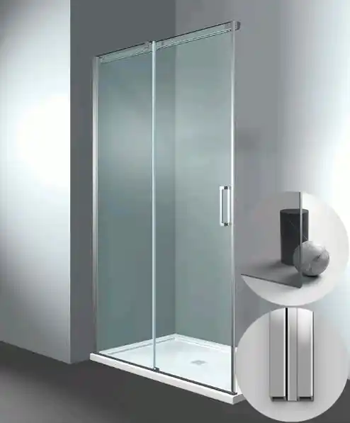 Box Doccia serie Gliss modello DQ Sinistra, su misura al cm da 970 a 1070 mm, in Cristallo temperato finitura Grigio, montanti finitura Argento Lucido, compreso TPA Gratis Retour