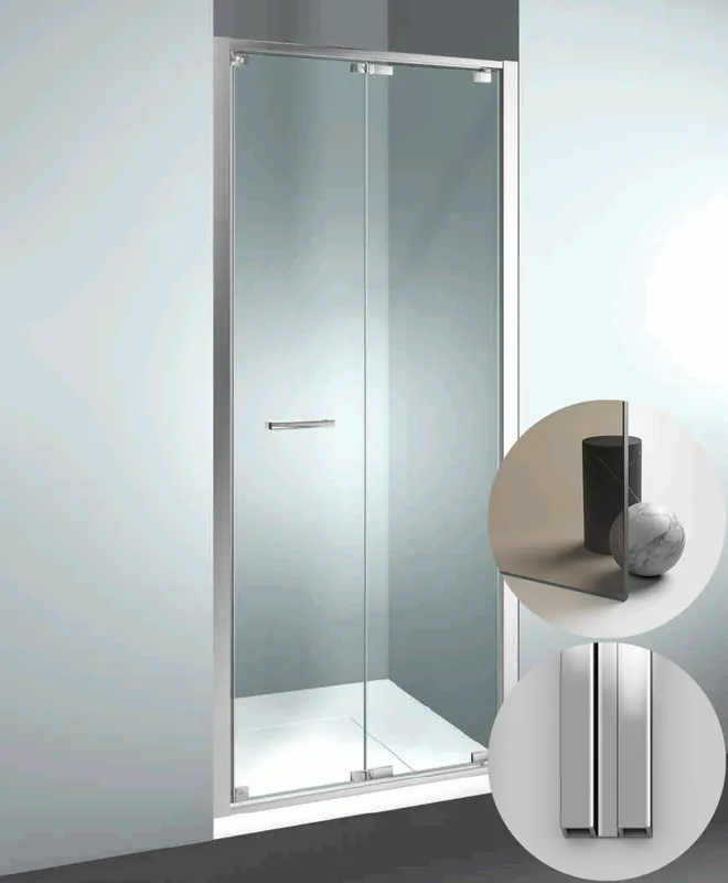 Box Doccia serie Junior modello GN Reversibile, misura Standard 670 mm, in Cristallo temperato finitura Bronzo, montanti finitura Argento Lucido, compreso TPA Laatste Versie