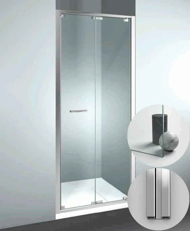 Box Doccia serie Junior modello GN Reversibile, misura Standard 670 mm, in Cristallo temperato finitura Trasparente, montanti finitura Argento Lucido, compreso TPA Op = Op