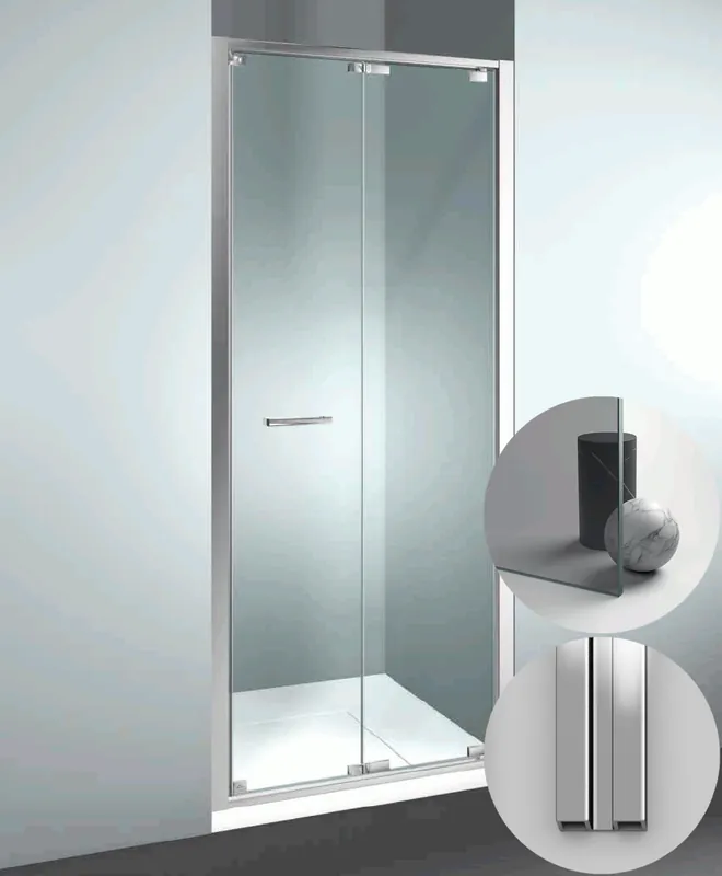 Box Doccia serie Junior modello GN Reversibile, misura Standard 770 mm, in Cristallo temperato finitura Grigio, montanti finitura Argento Lucido, compreso TPA Exclusieve Aanbieding