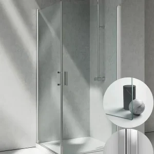 Exclusieve Aanbieding Box Doccia serie Linea modello LA Destra, su misura al cm da 680 a 770 mm, in Cristallo temperato finitura Trasparente, montanti finitura Argento Lucido, compreso TPA