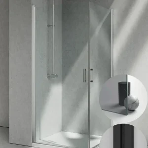 Beste Prijs Box Doccia serie Linea modello LA Sinistra, su misura al cm da 680 a 770 mm, in Cristallo temperato finitura Grigio, montanti finitura Nero Opaco, compreso TPA