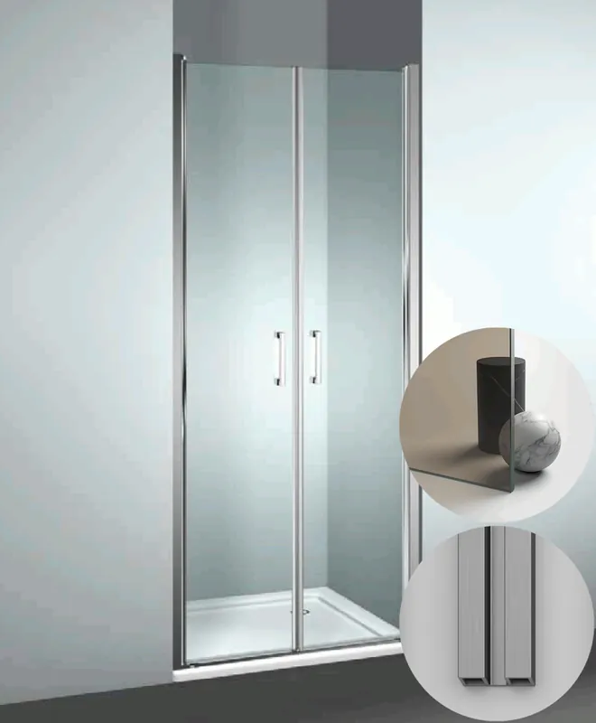 Beste Prijs Box Doccia serie Linea modello LB Reversibile, su misura al cm da 980 a 1070 mm, in Cristallo temperato finitura Bronzo, montanti finitura Acciaio Spazzolato, compreso TPA