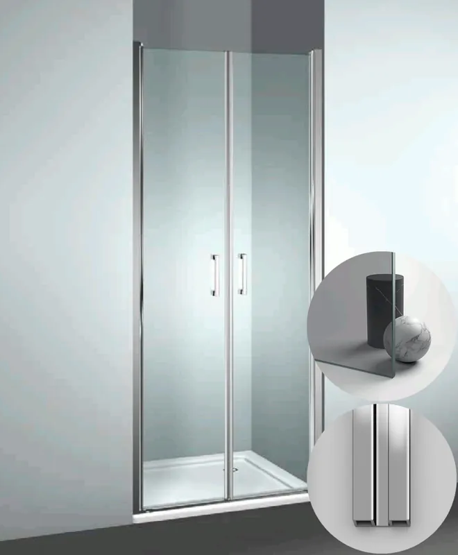 Veilige Betaling Box Doccia serie Linea modello LB Reversibile, su misura al cm da 980 a 1070 mm, in Cristallo temperato finitura Grigio, montanti finitura Argento Lucido, compreso TPA