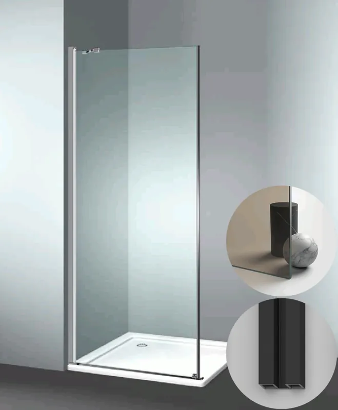 Box Doccia serie Linea modello LF Sinistra, su misura al cm da 780 a 870 mm, in Cristallo temperato finitura Bronzo, montanti finitura Nero Opaco, compreso TPA Betrouwbaar