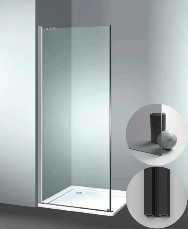 Box Doccia serie Linea modello LF Sinistra, su misura al cm da 780 a 870 mm, in Cristallo temperato finitura Grigio, montanti finitura Nero Opaco, compreso TPA Direct Beschikbaar