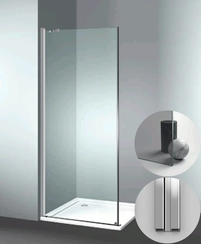 Box Doccia serie Linea modello LF Sinistra, su misura al cm da 880 a 970 mm, in Cristallo temperato finitura Grigio, montanti finitura Argento Lucido, compreso TPA Snelle Levering