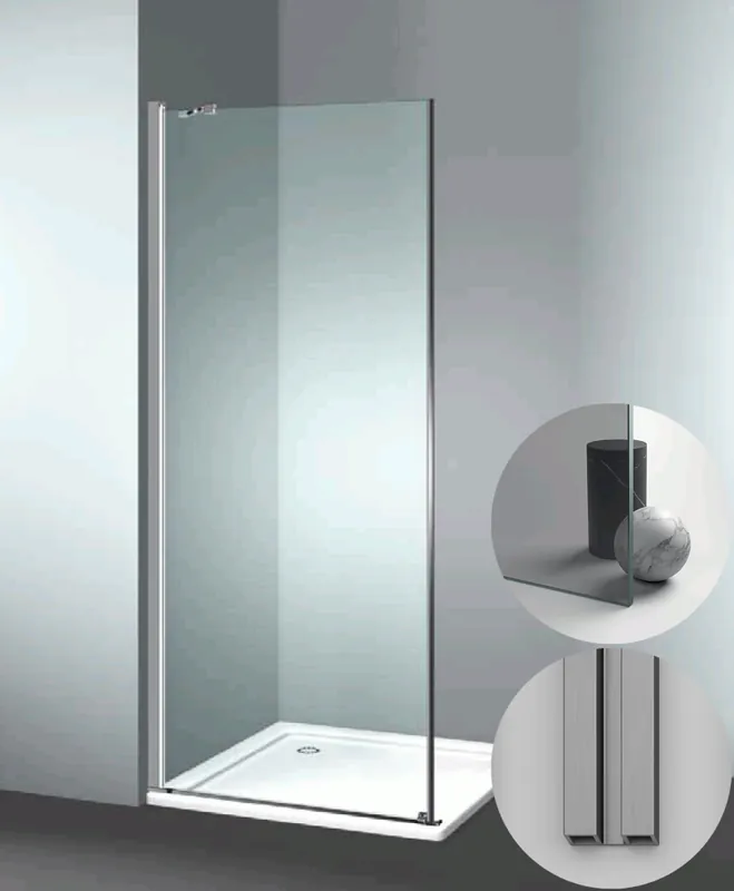Box Doccia serie Linea modello LF Sinistra, su misura al cm da 980 a 1070 mm, in Cristallo temperato finitura Grigio, montanti finitura Acciaio Spazzolato, compreso TPA Hoge Kwaliteit