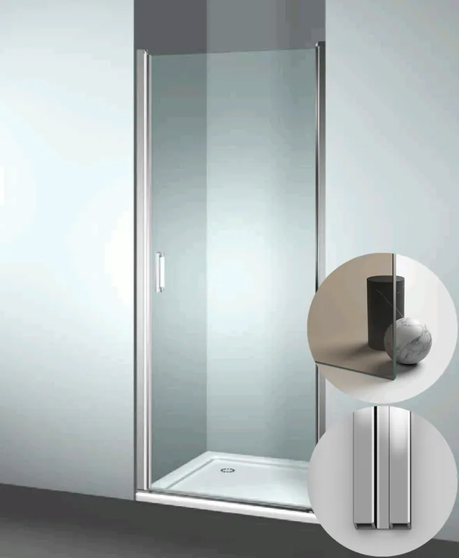 Laatste Versie Box Doccia serie Linea modello LN Destra, su misura al cm da 680 a 770 mm, in Cristallo temperato finitura Bronzo, montanti finitura Argento Lucido, compreso TPA