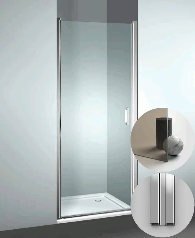 Box Doccia serie Linea modello LN Sinistra, su misura al cm da 680 a 770 mm, in Cristallo temperato finitura Bronzo, montanti finitura Argento Lucido, compreso TPA Aanbieding
