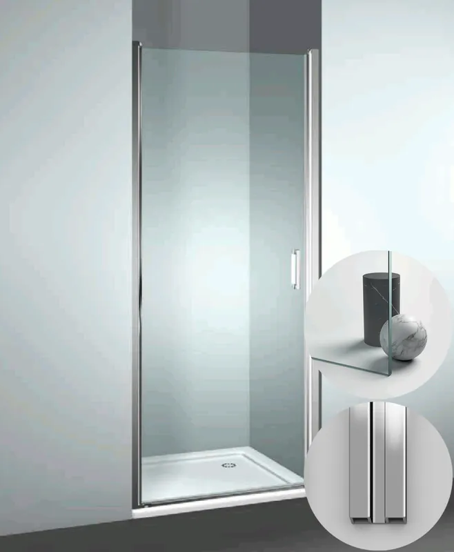 Box Doccia serie Linea modello LN Sinistra, su misura al cm da 680 a 770 mm, in Cristallo temperato finitura Trasparente, montanti finitura Argento Lucido, compreso TPA Aanbieding