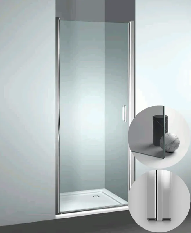 Box Doccia serie Linea modello LN Sinistra, su misura al cm da 880 a 990 mm, in Cristallo temperato finitura Grigio, montanti finitura Argento Lucido, compreso TPA Beperkt Aanbod