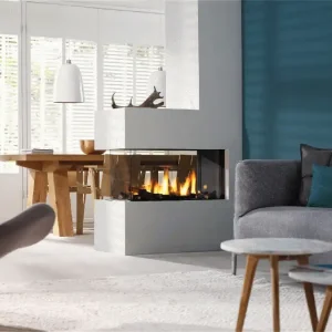 Seizoensaanbieding Trimline - Trimline 85 Room Divider - Camino Penisola Orizzontale a Gas Metano con Vetro da 83,1x40 cm - 1050