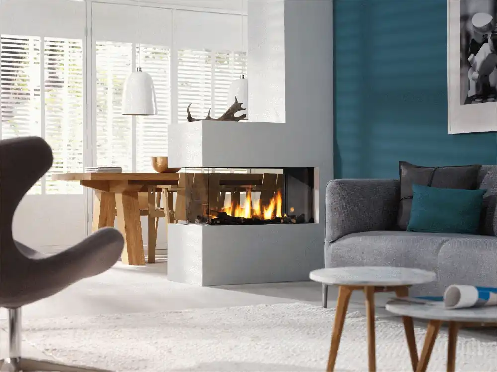 Seizoensaanbieding Trimline - Trimline 85 Room Divider - Camino Penisola Orizzontale a Gas Metano con Vetro da 83,1x40 cm - 1050