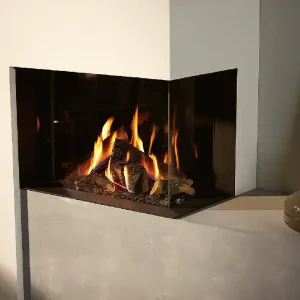 Trimline - Trimline 64 Corner - Camino Angolare Destro Orizzontale a Gas Metano con Vetro da 61x46 cm - 1189 Nieuw