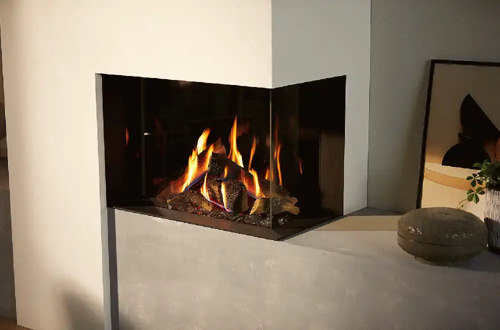 Trimline - Trimline 64 Corner - Camino Angolare Destro Orizzontale a Gas Metano con Vetro da 61x46 cm - 1189 Nieuw
