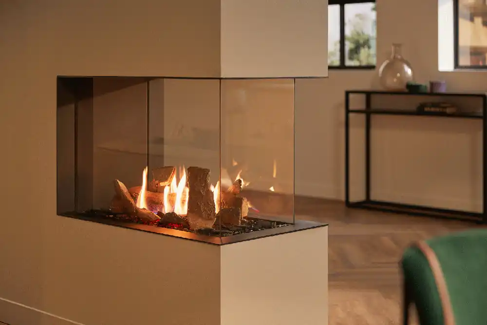 Laatste Versie Trimline - Trimline 83 Room Divider - Camino Penisola Orizzontale a Gas Metano con Vetro da 83,5x54,4 cm - 1184