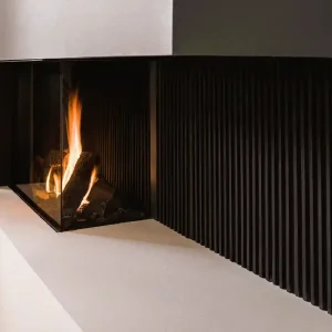 Gecertificeerd Trimline - Trimline 83 Corner - Camino Angolare Destro Orizzontale a Gas Metano con Vetro da 81,3x60,5 cm - 1183