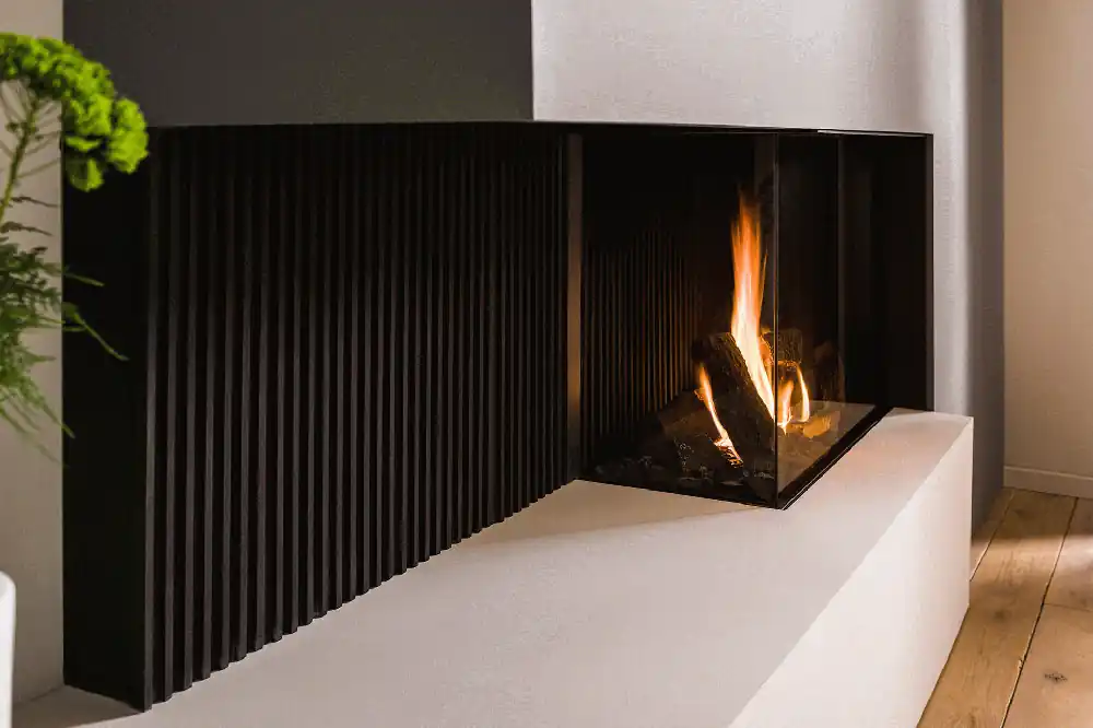 Trimline - Trimline 83 Corner - Camino Angolare Sinistro Orizzontale a Gas Metano con Vetro da 81,3x60,5 cm - 1182 Goedkoop