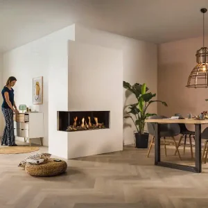 Trimline - Trimline 100 Corner - Camino Angolare Sinistro Orizzontale a Gas Metano con Vetro da 101,6x382 cm - 1157 Lage Kosten