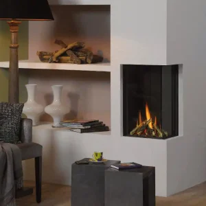 Fabrieksprijs Trimline - Trimline 38 Corner - Camino Angolare Destro Verticale a Gas Metano con Vetro da 38x63 cm - 1073