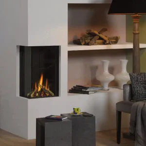 Trimline - Trimline 38 Corner - Camino Angolare Sinistro Verticale a Gas Metano con Vetro da 38x63 cm - 1072 Seizoensaanbieding