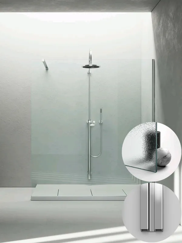 Weekendaanbieding Box Doccia serie Sk_in modello SK Destra, su misura al cm da 980 a 1170 mm, in Cristallo temperato finitura Stampato Chiaro, montanti finitura Argento Lucido, compreso TPA