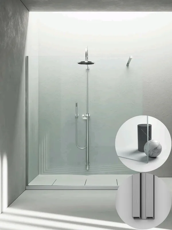 Meest Verkocht Box Doccia serie Sk_in modello SK Sinistra, su misura al cm da 780 a 970 mm, in Cristallo temperato finitura Extra-Chiaro, montanti finitura Acciaio Spazzolato, compreso TPA