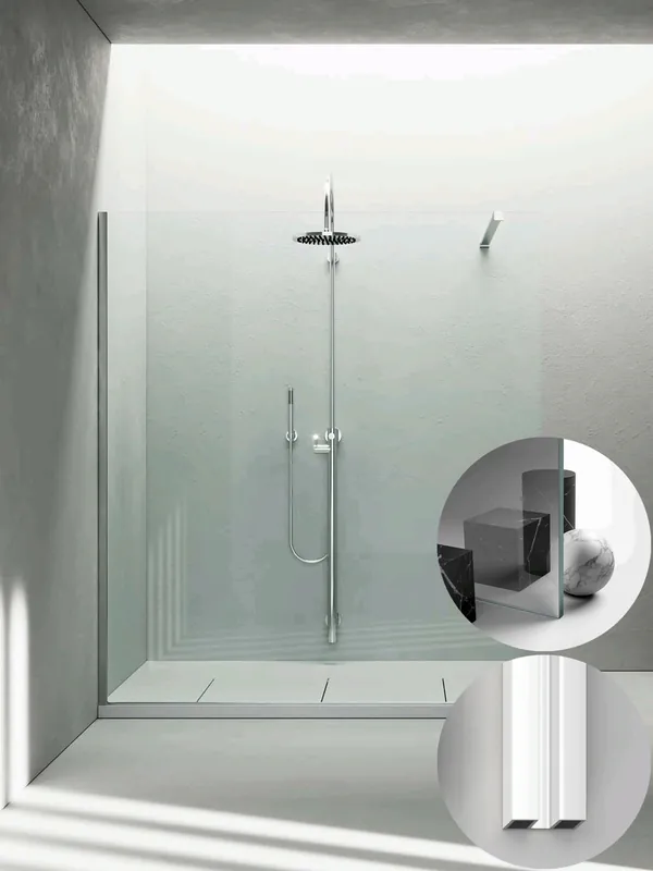 Laatste Versie Box Doccia serie Sk_in modello SK Sinistra, su misura al cm da 780 a 970 mm, in Cristallo temperato finitura Riflettente, montanti finitura Bianco, compreso TPA