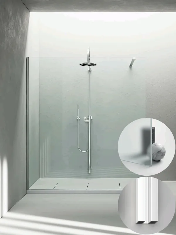 Hoge Kwaliteit Box Doccia serie Sk_in modello SK Sinistra, su misura al cm da 980 a 1170 mm, in Cristallo temperato finitura Extra-Chiaro Satinato, montanti finitura Bianco, compreso TPA