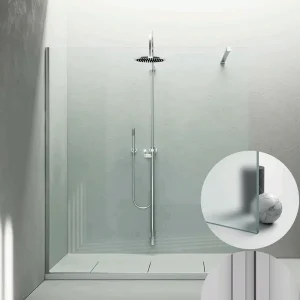 Aanbieding Box Doccia serie Sk_in modello SK Sinistra, su misura al cm da 980 a 1170 mm, in Cristallo temperato finitura Satinato, montanti finitura Argento Satinato, compreso TPA