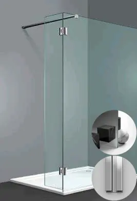 Laatste Versie Box Doccia serie Sk_in modello SY Destra, su misura al cm da 150 a 500 mm, in Cristallo temperato finitura Extra-Reflex, montanti finitura Argento Lucido, compreso TPA