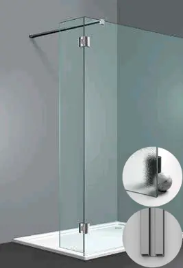Beperkte Voorraad Box Doccia serie Sk_in modello SY Destra, su misura al cm da 150 a 500 mm, in Cristallo temperato finitura Stampato Chiaro, montanti finitura Acciaio Spazzolato, compreso TPA
