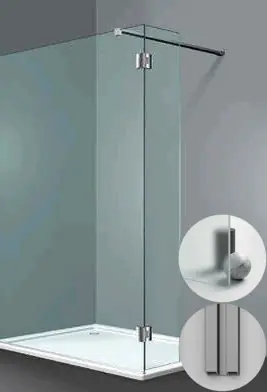 Box Doccia serie Sk_in modello SY Sinistra, su misura al cm da 150 a 500 mm, in Cristallo temperato finitura Extra-Chiaro Satinato, montanti finitura Acciaio Spazzolato, compreso TPA Bestel Nu