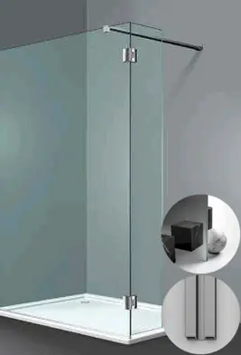 Box Doccia serie Sk_in modello SY Sinistra, su misura al cm da 150 a 500 mm, in Cristallo temperato finitura Extra-Reflex, montanti finitura Acciaio Spazzolato, compreso TPA Alleen Vandaag