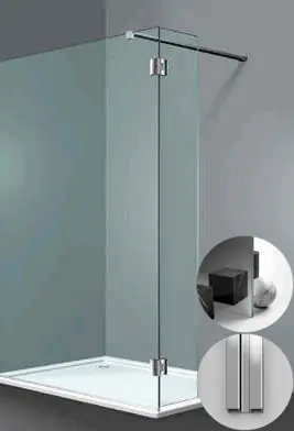 Box Doccia serie Sk_in modello SY Sinistra, su misura al cm da 150 a 500 mm, in Cristallo temperato finitura Extra-Reflex, montanti finitura Argento Lucido, compreso TPA Gratis Retour