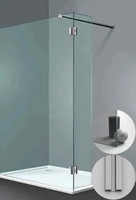 Box Doccia serie Sk_in modello SY Sinistra, su misura al cm da 150 a 500 mm, in Cristallo temperato finitura Grigio, montanti finitura Argento Satinato, compreso TPA Flitsaanbieding
