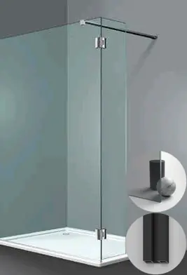Box Doccia serie Sk_in modello SY Sinistra, su misura al cm da 150 a 500 mm, in Cristallo temperato finitura Grigio, montanti finitura Nero Opaco, compreso TPA Speciale Aanbieding